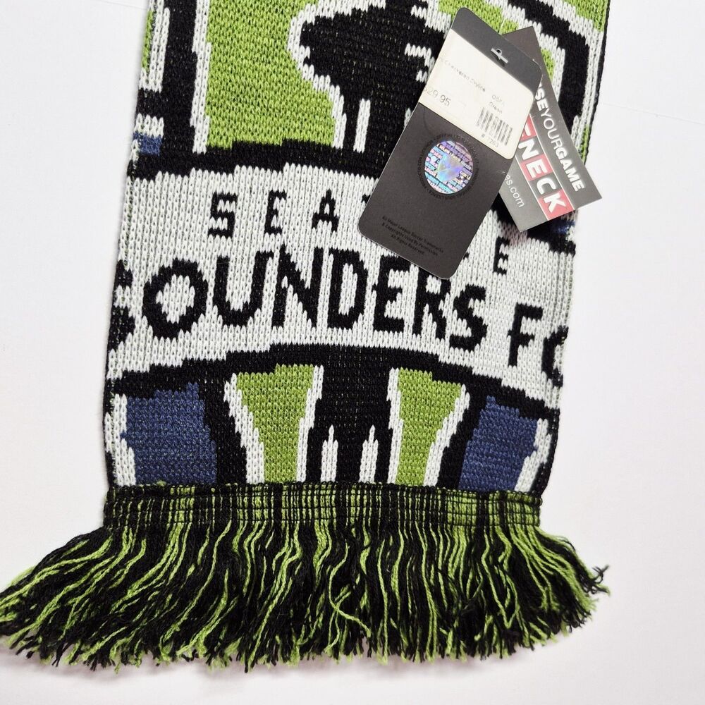 NWT Seattle Sounders FC Ruffneck Scarf MLS Checkered Skyline Green Black Soccer - Picture 7 of 10